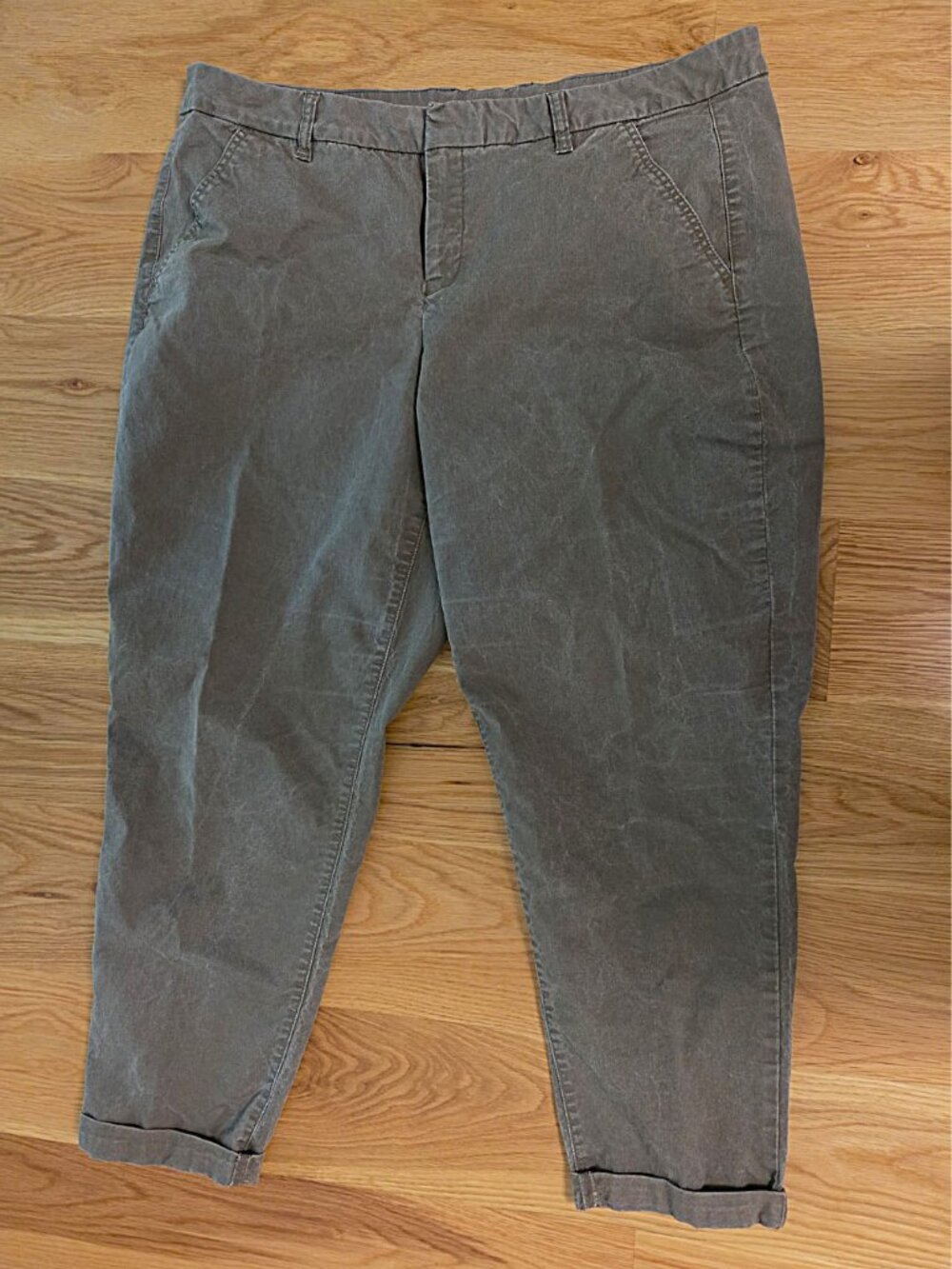Lane Bryant Boyfriend Stretch Chino Pants Rolled Cuffs - Olive  Size 20